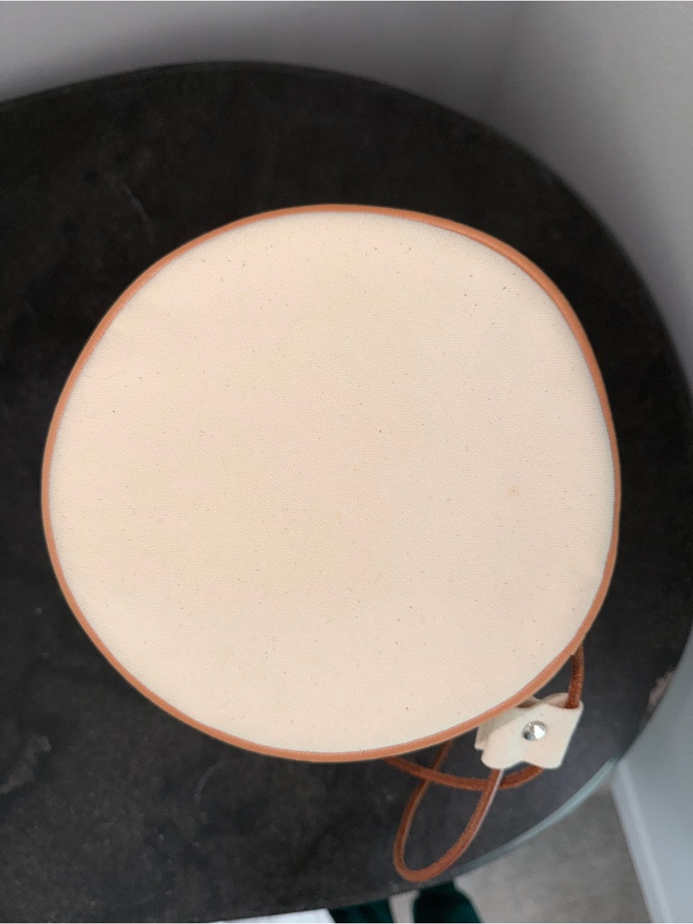 Hermes Cream Canvas Bucket Bag w/ Brown Leather Drawstring - Authentic Pre-Loved - Picture 9 of 11
